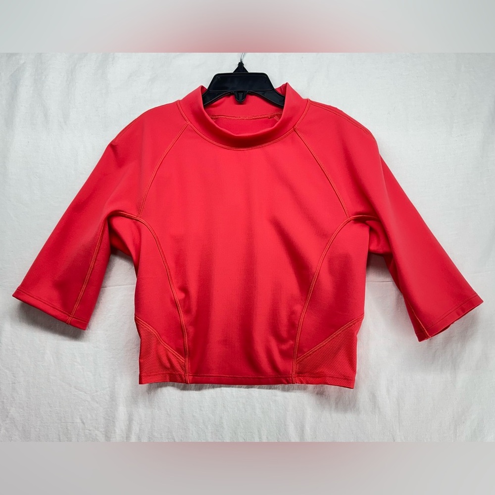 Lululemon Everlux & Mesh Cropped Short Sleeve‎ Top Women's 0 Coral Orange Red